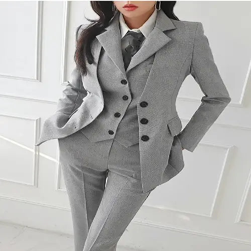 Female Blazer Jacket Vest Trousers Office Suit