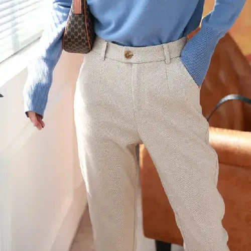 Casual Office Suit Woolen Pants For Women