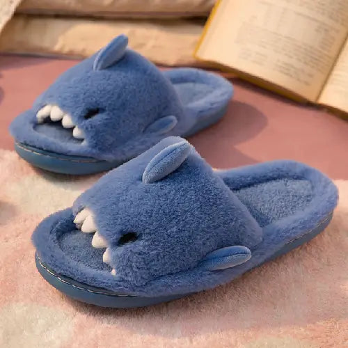 Open Toe Plush Fuzzy Shark Slippers