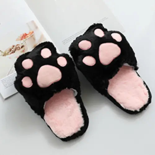 Plush Cat Pad Style Fuzzy Slippers
