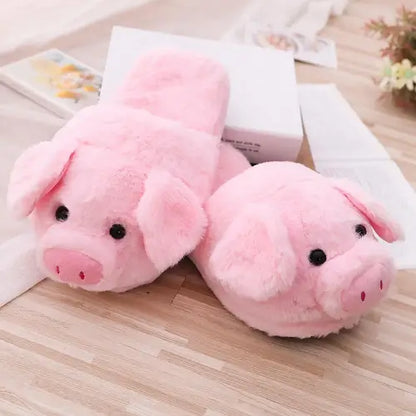 Plush Pink Pig Shoes for Ladies