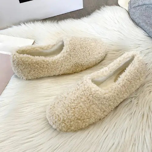 Lambswool Embroidered Winter Fur Slides